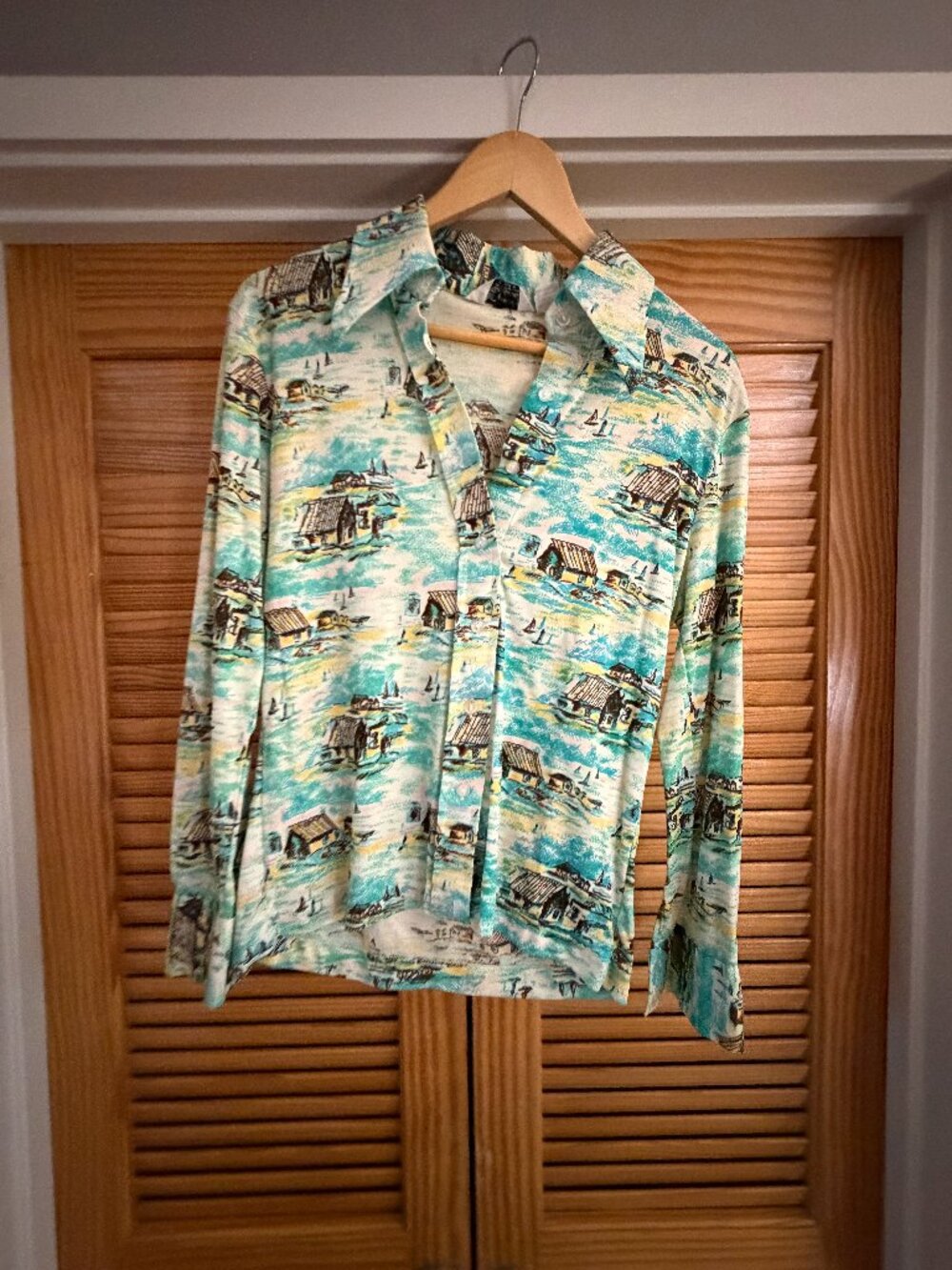 Vintage Western Button Down KMART 100% Nylon Blouse